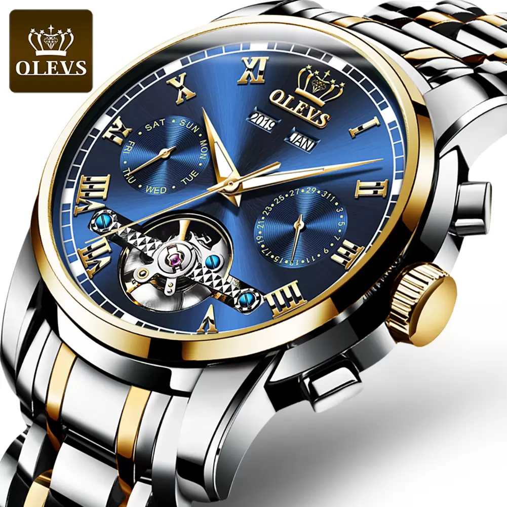 OLEVS montre mécanique automatique pour hommes, en acier inoxydable produit foryoumer.com produit 