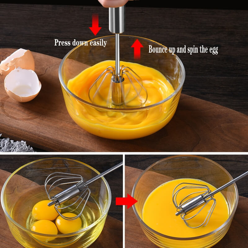 Batteur à œufs semi-automatique à pression manuelle Z40 - Un outil de cuisine en acier inoxydable pratique et efficace