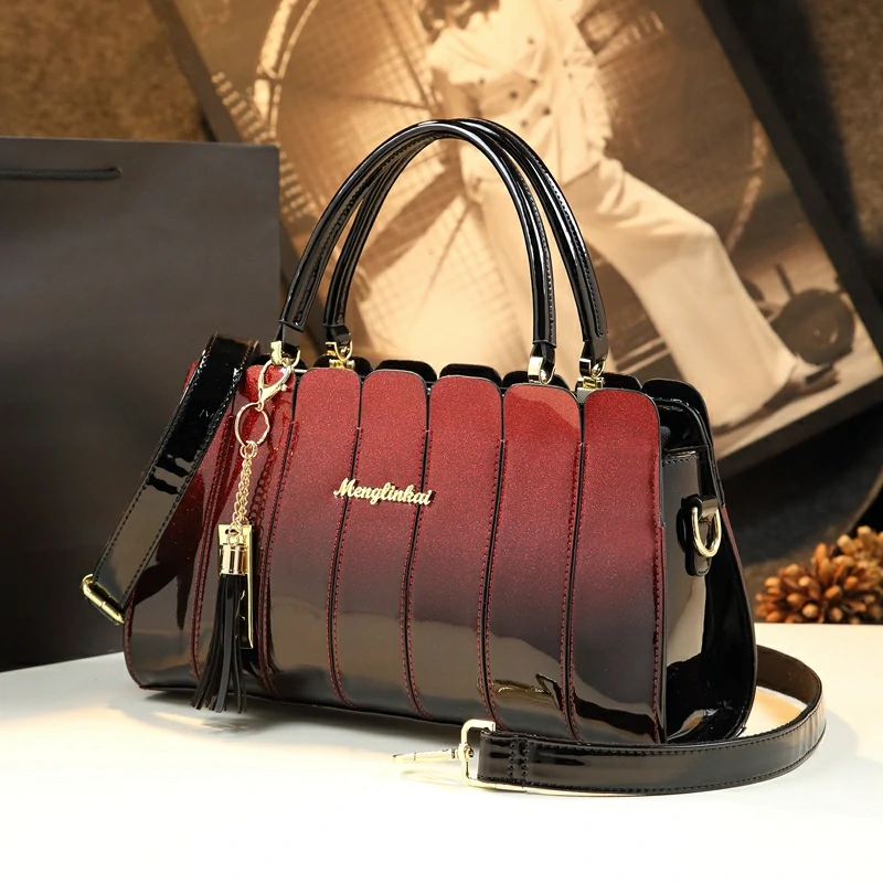 Sac messager en cuir verni atmosphérique pour femme - Sac à main à bandoulière initié de haute qualité produit foryoumer.com produit 
